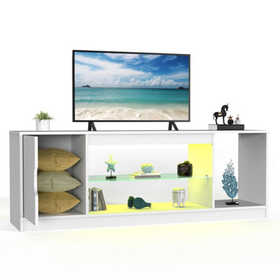  - Led Tv Stand Cabinet Unit Modern Matt Gloss Door Rgb Lights