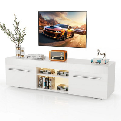 Tv Stand High Gloss Tv Unit Cabinet Sideboard With Led Light Drawers