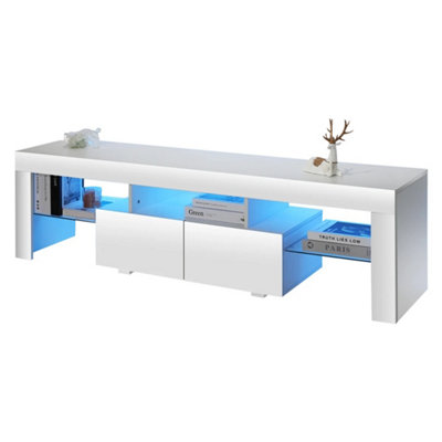 Tv Stand Matt Gloss Tv Unit Cabinet Sideboard With Led Light Drawers