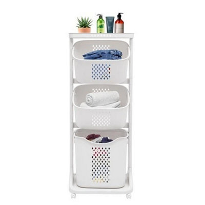 Laundry Hamper Cart Washing Clothes Sorter Bin Basket Kitchen