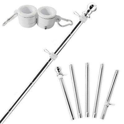 2Pcs Mount Telescopic Flag Pole Top Ball Aluminum Flagpole With Ring