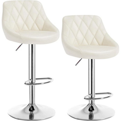 Modern Bar Stools Cream Adjustable Swivel Chair With Backrest Footrest2X Cream from B&Q