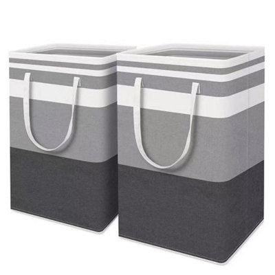 2Pcs Laundry Basket Washing Dirty Clothes Hamper Bag Storage Bin