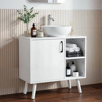  - White Bathroom Under Sink Cabinet Basin Storage Cupboard Furniture
