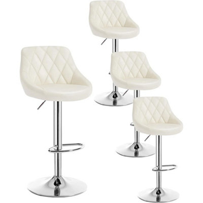 Modern Bar Stools Cream Adjustable Swivel Chair With Backrest Footrest4X Cream from B&Q