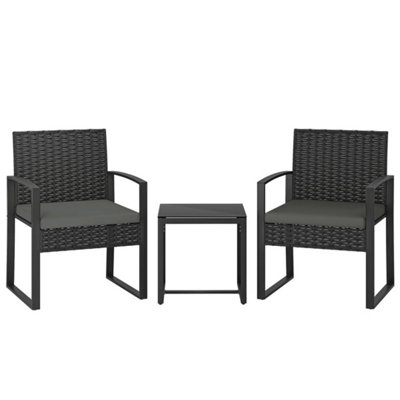 Rattan Bistro Set3 Pcs Garden Furniture With CushionDark Grey from B&Q