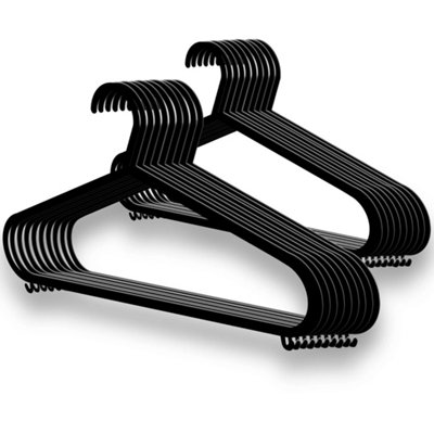 Adult Black Coat Hangers Hanger Coathanger Strong Plastic Clothes Trouser from B&Q