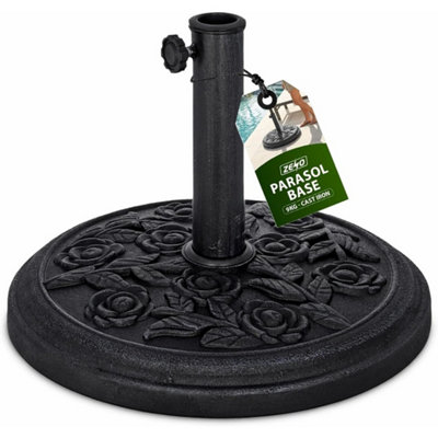 Black Cast Iron Round Umbrella Parasol Base Stand Patio from B&Q