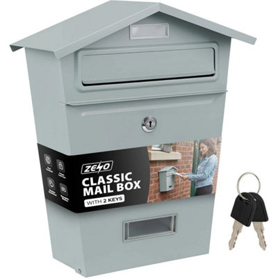 Cream  Large Steel Post Box Postbox Lockable Outside from B&Q