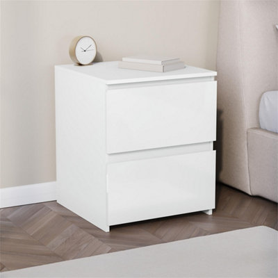  - White Modern Gloss Bedside Chest Of Drawers Storage
