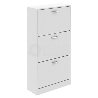 3 Drawer Shoe Cabinet Storage Cupboard Footwear Stand Rack Wooden Unit White from B&Q