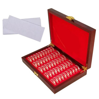 50Pcs Coin Collection CaseWooden Storage Box With Capsules Uk from B&Q