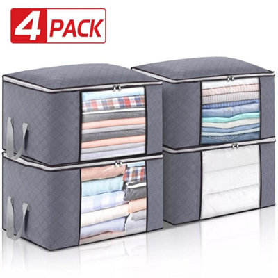 4Pcs Clothes Storage Bags Zipped Organizer Underbed Wardrobe Cube Closet Boxes from B&Q
