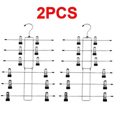  - Space-Saving Clip Hanger 6 Tier Closet Organizer Pants Skirt Scarf Storage Rack