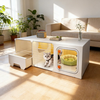 Removable Cat House With Litter Box Feeding Area Washable from B&Q