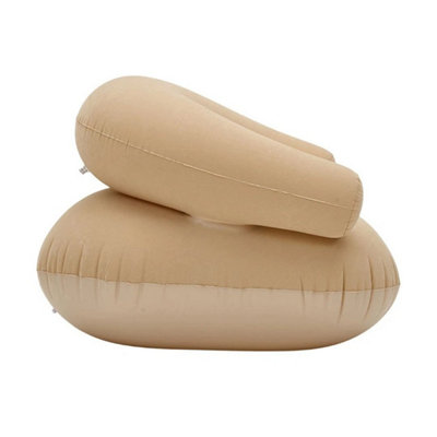 Khaki Inflatable Donut Chair Flocked Camping Blow Up Air Pvc Flocked Gaming Reading