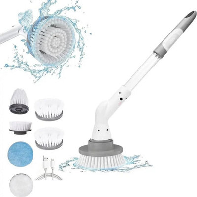  - Cordless Spin Scrubber Electric Turbo Scrub Cleaning Brush +6 Heads Rechargeable