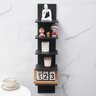 Wall Shelf 5 Tier Unit Vertical Shelf Floating Storage Wall Shelf -Black from B&Q