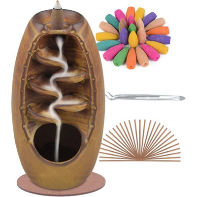 Backflow Incense Holder Waterfall Burner Ceramic Aromatherapy from B&Q