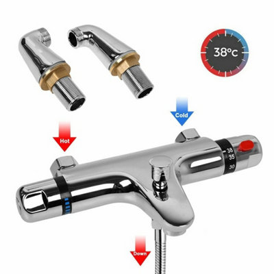 Bathroom Thermostatic Bath Shower Mixer Tap Chrome Deck Mounted Valve