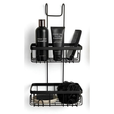 Black Over Door Shower Caddy & Bathroom Storage Rack from B&Q