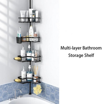 4-Tier Bathroom Telescopic Shower Caddy Wall Corner Shelf Rack from B&Q