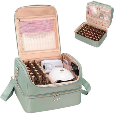 Green Nail Polish Organiser Bag Nail Kit Carrying Box Holds from B&Q