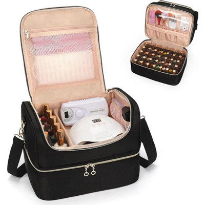 Black Nail Polish Organiser Bag Nail Kit Carrying Box from B&Q