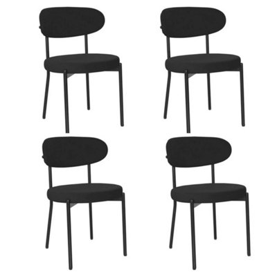  - 4 X Black Velvet Dining Chairs Velvet Seat Chairs Plush Velvet Seat And Backrest