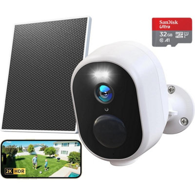 2K Solar Powered Cctv Security Camera Wireless Pir Motion Night Vision Ip65 from B&Q