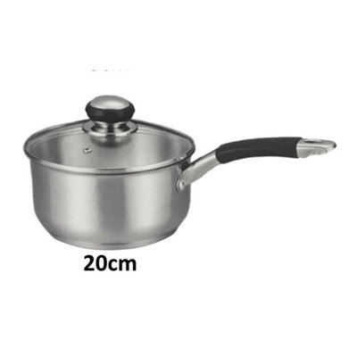 20Cm Induction Saucepan With Lid Stainless Steel 3.1L from B&Q