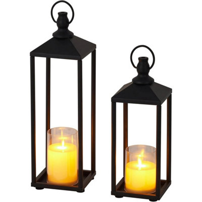 Lanterns Set Of 2 Metal Lantern With Flameless Led Candle from B&Q