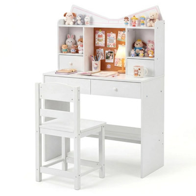 Computer Workstation Student Writing Table With Open Shelves