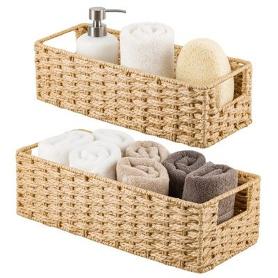 Bathroom Baskets Space-Saving Woven Baskets Lined Toiletry Storage