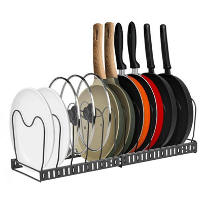  - Pans Organiser Rack Expandable Pots And Pans Holder With Compartment