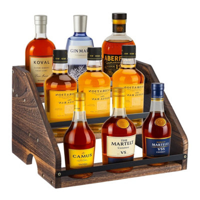  - 3-Tier Wooden Liquor Bottle Display Shelf Coffee Syrup Wine Rack