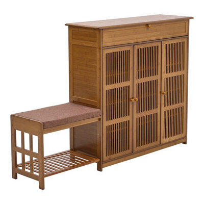  - Large Shoe Rack Space Shoe Cabinet With Hallway Wooden Bench Shoe Rack Storage