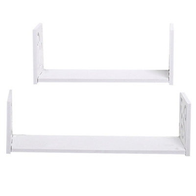  - 2Pcs Small Wooden Wall Floating Bookcase Shelf Shelving Storage Display Rack Set
