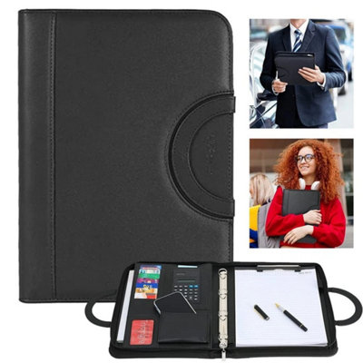  - A4 Zipped Conference Folder Business Faux Leather Document Case Bag Portfolio