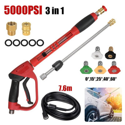 Hot 5000Psi High Pressure Washer Spray Gun & Washing Hose Kit For Car Jet Lance Pressure Washer Gun+5 Nozzle+Hose