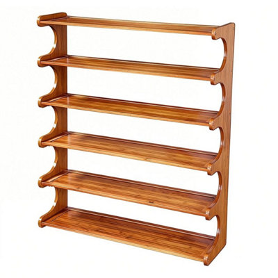  - 6 Tiers Bamboo Shoe Rack Footwear Organiser Wooden Storage Shelves Stand