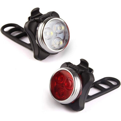 Usb Rechargeable Mountain Bike Lights Front Rear Led Torch Lamp Set from B&Q