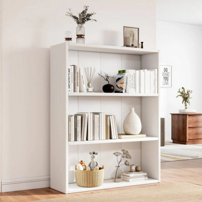  - 80Cm White  Wide 3 Shelf Tier Wooden Bookcase Cabinet Storage Shelving Display Shelves Cxgsm