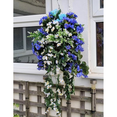 Artificial Hanging Basket Plants Flowers Garden Grass Ivy Leaf Fern Foliage Pot1 Hanging Basket from B&Q