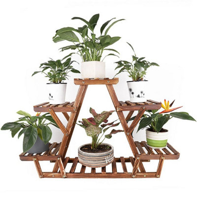 - 6 Tier Wooden Plant Stand Shelves Rack Flower Pot Display Garden Outdoor Indoor