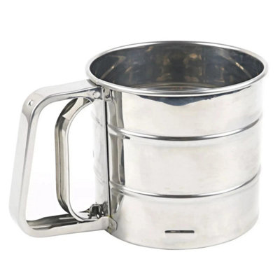 New  Stainless Steel Sieve Cup Kitchen Tool Sifter Flour Cocoa Icing Sugar from B&Q