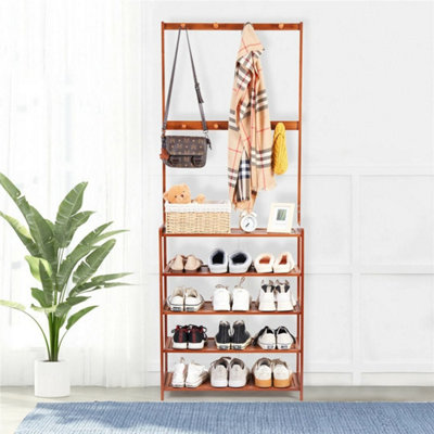  - 185Cm Hall Tree Hat & Coat Stand Hallway Clothes Shoe Rack Hanger Shelf Storage