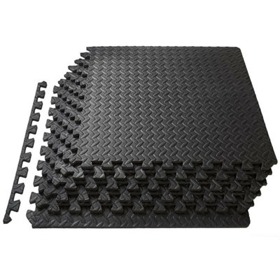 12Pc Gym Flooring Mat Interlocking Puzzle Exercise Mat Protective Eva Foam Tiles from B&Q