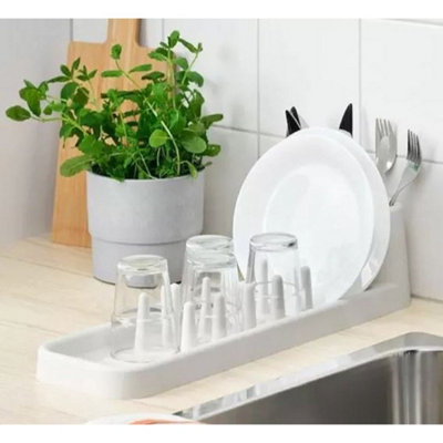 Dish Drainer Rack With Drip Tray Kitchen Sink Cutlery Utensils Holder Plate Rack from B&Q