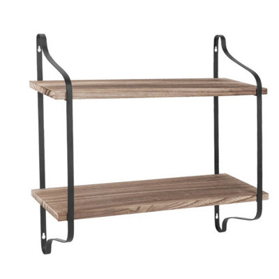 2 Tier Wall Mounted Shelf Vintage Shabby Chic Shelving Rustic Floating Shelves